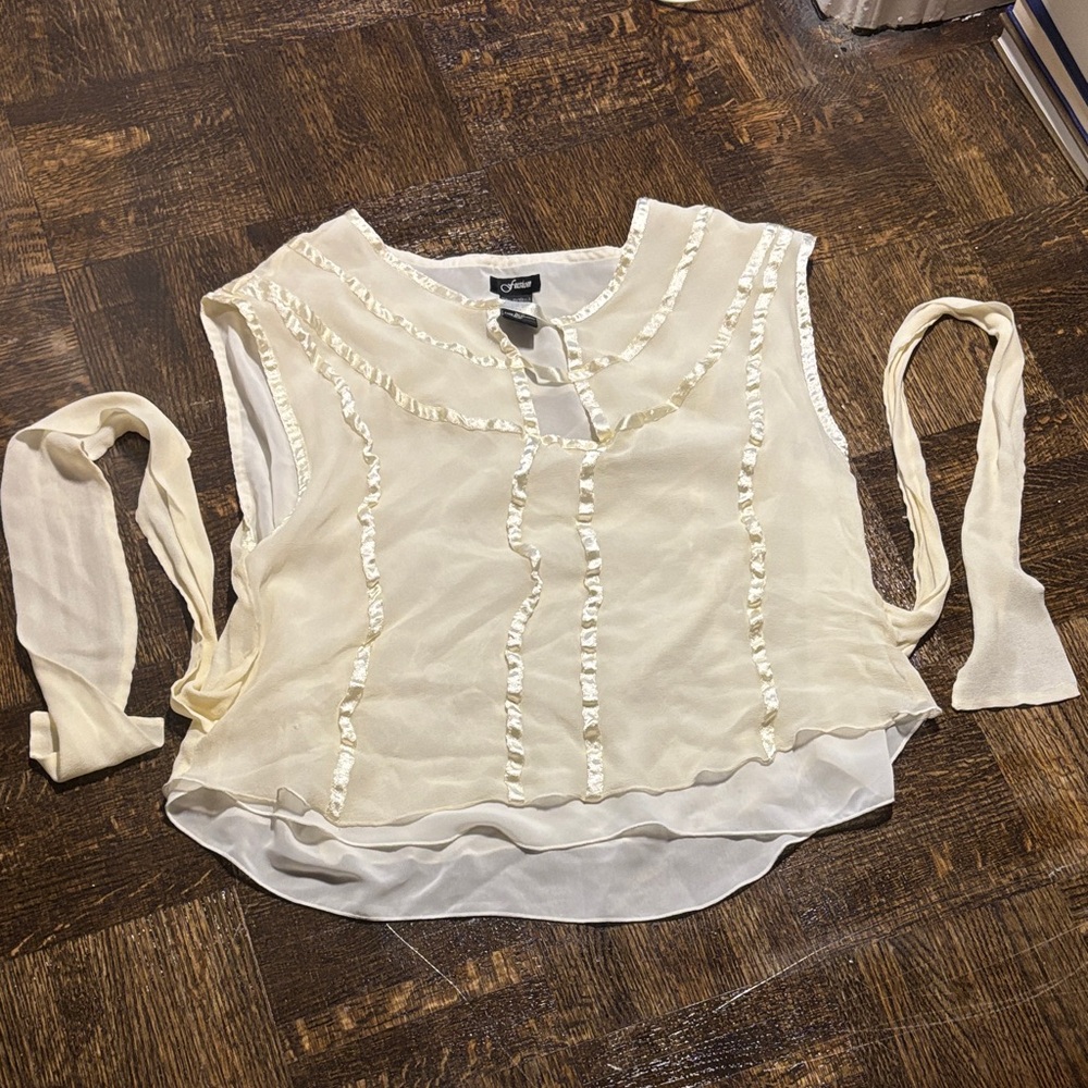 Ivory Ruffle-Trim Chiffon Camisole